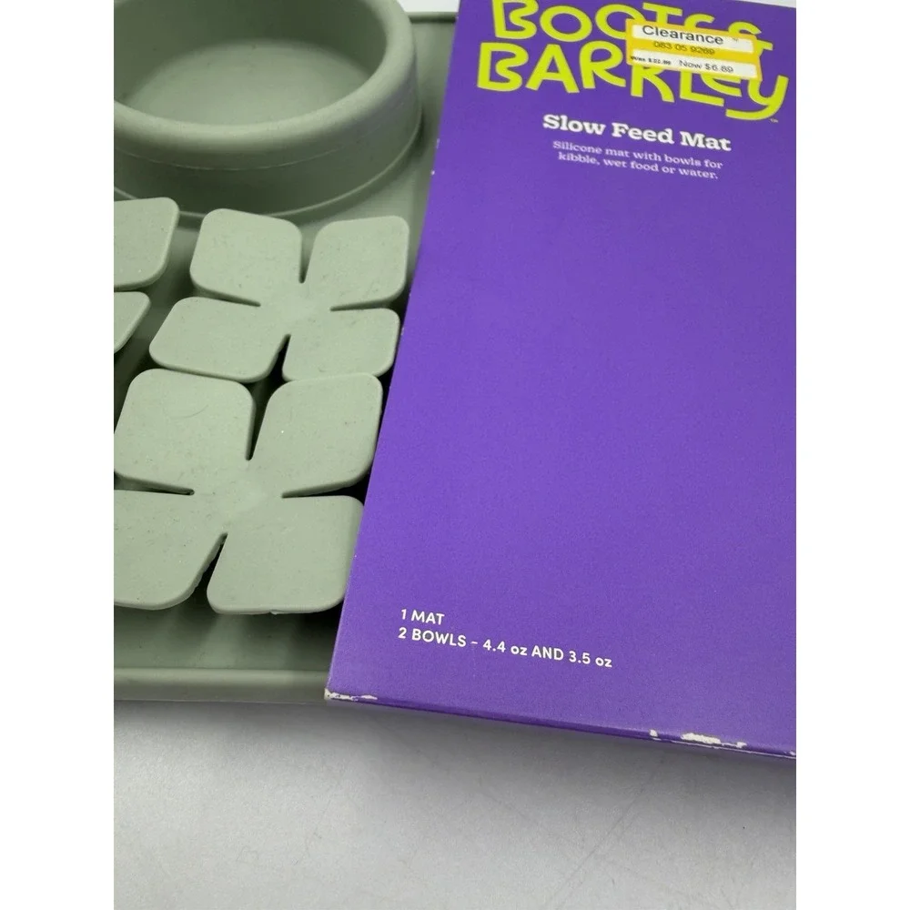 Boots & Barkley Silicone Slow Feeder Mat w/ 2 Bowls, Green, Adult NEW